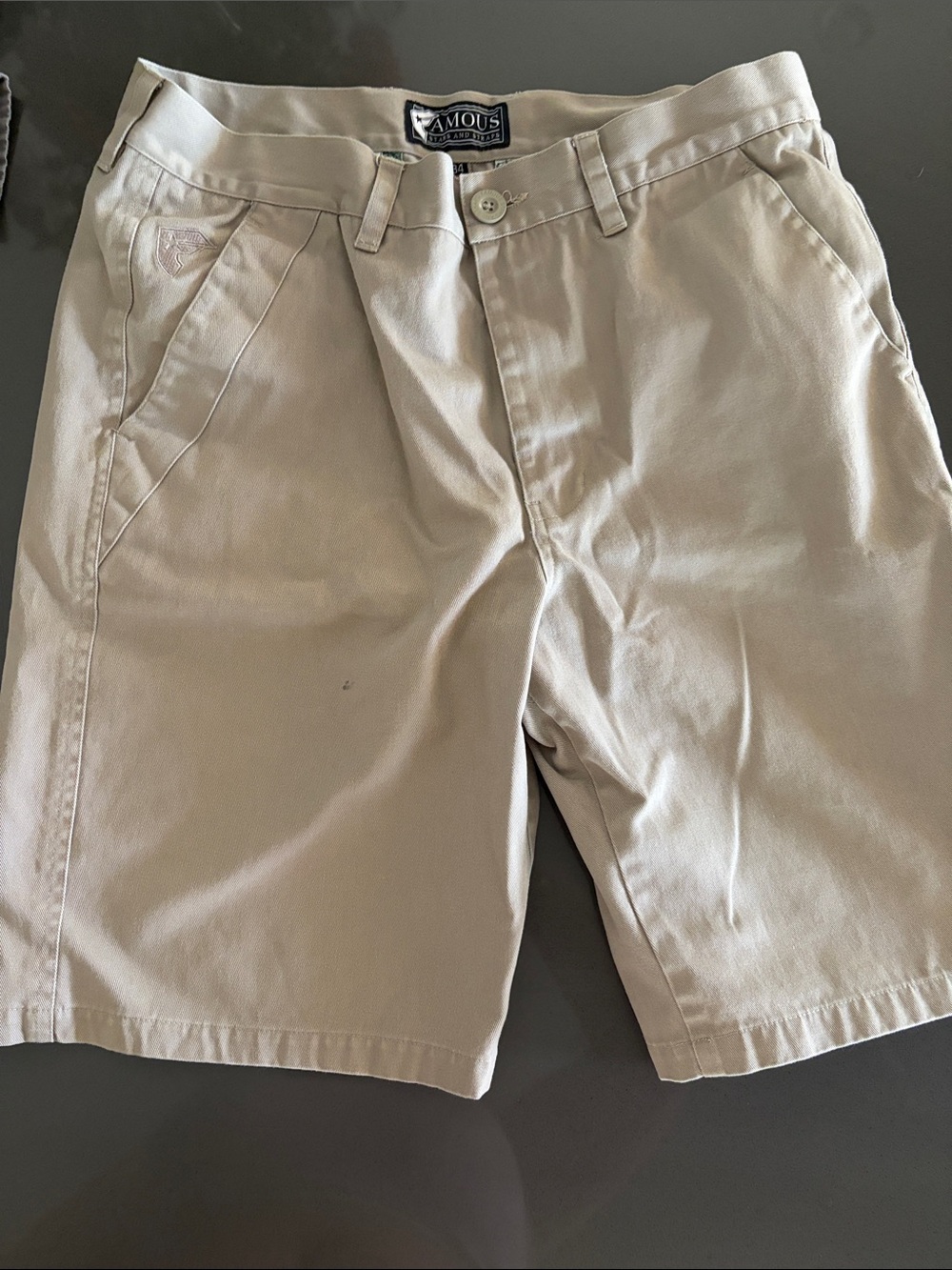 Famous Stars & Straps Men's Beige Flat Front Shorts Size 34.